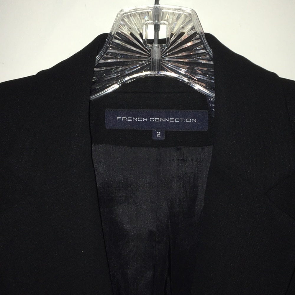 FRENCH CONNECTION BLACK LONG DRESS COAT